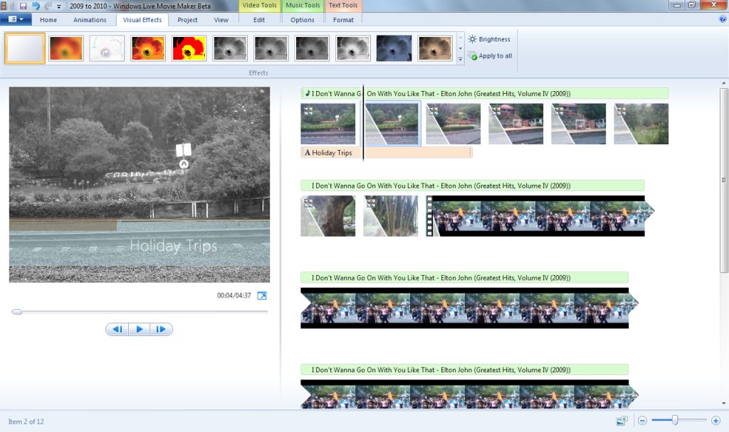Visual Effects Tab
